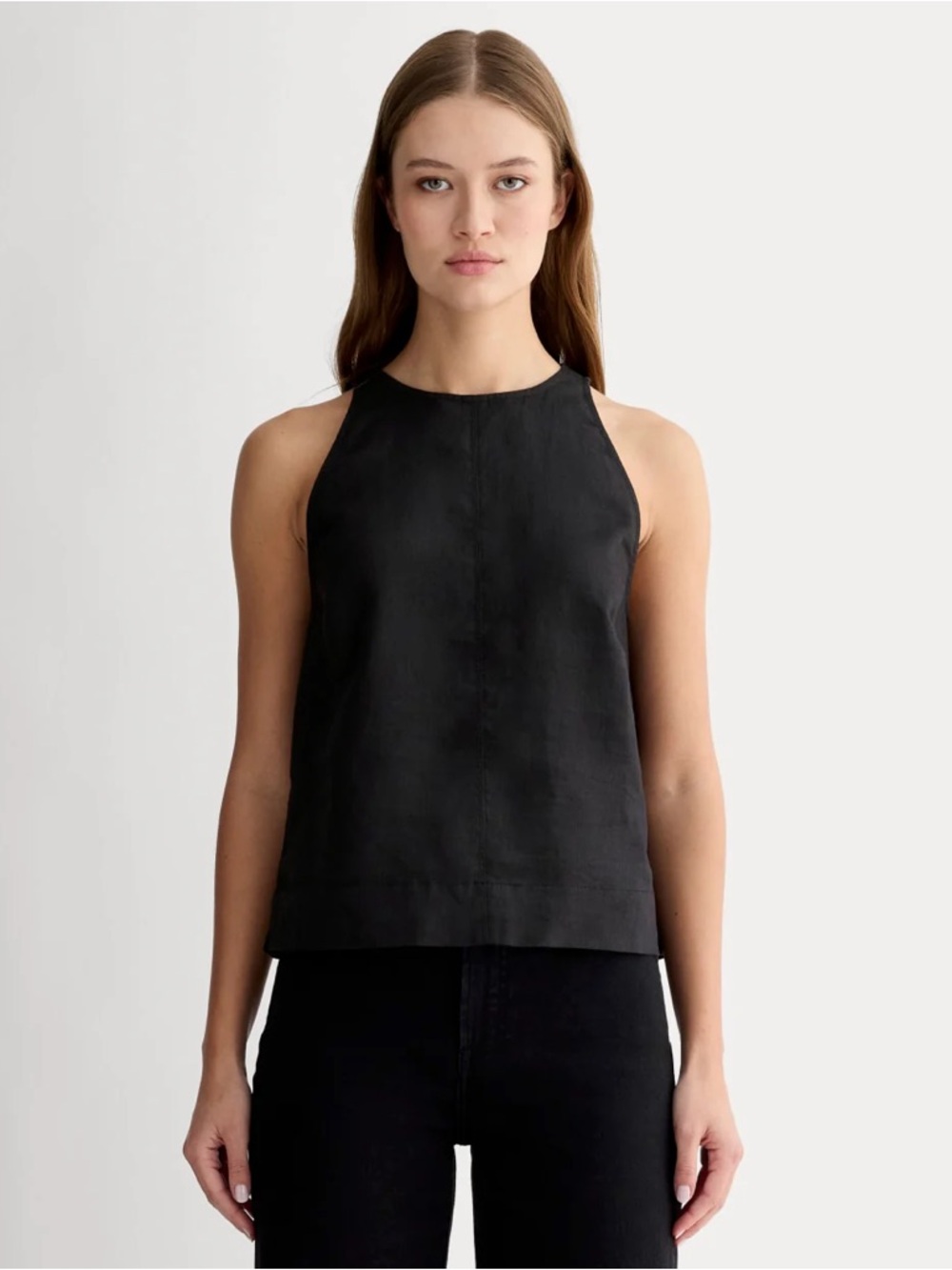 Everlane THE LINEN HIGH-NECK TANK size 8 black